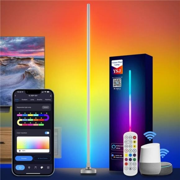 LED Floor Lamp, RGB-IC Corner Floor Lamp, Color Changing Standing Lamp - Picture 1 of 6